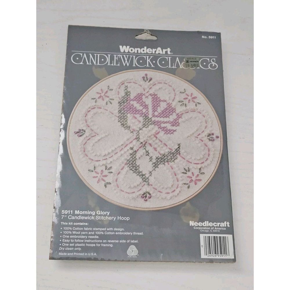 Vintage WonderArt NeedleCraft Candlewick Cassics Kit 5911 Morning‎ Glory *READ*